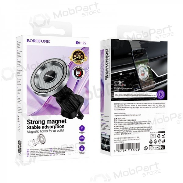 Soporte para teléfono de coche Borofone BH122 Magsafe (air vent) negro
