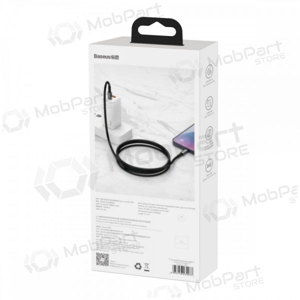 Cable USB Baseus Tungsten Gold Fast Data Tipo-C - Tipo-C 100W 1.0m (negro) CATWJ-01