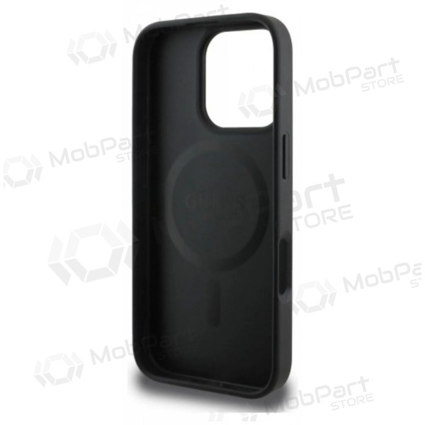 Funda para Apple iPhone 16 Pro Max - Guess PU Leather 4G Colored Ring MagSafe (negra)