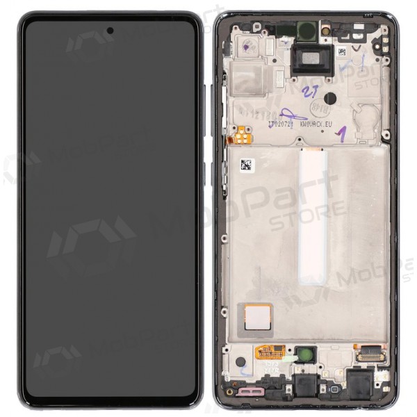 Ekranas Samsung A525/A526 A52 4G/5G 2021 su lietimui jautriu stikliuku y rėmeliu Awesome Black OLED (real size)