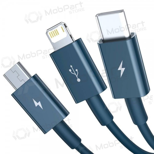 Cable USB Baseus Superior USB - microUSB+Lightning+Type-C 100W 1.5m (azul) CAMLTYS-03
