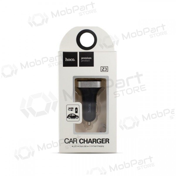 Cargador de coche HOCO Z3 Dual Usb (Display, 3.1A) (negro)