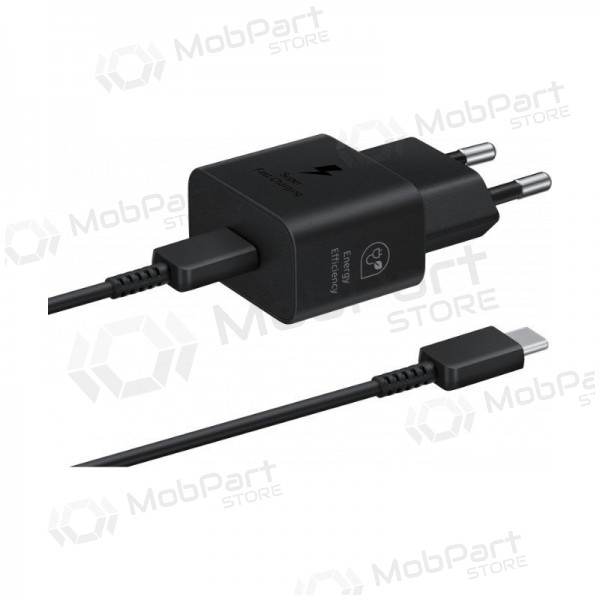 Cargador original Samsung EP-T2510XBEGEU 25W + USB-C cable en el paquete negro