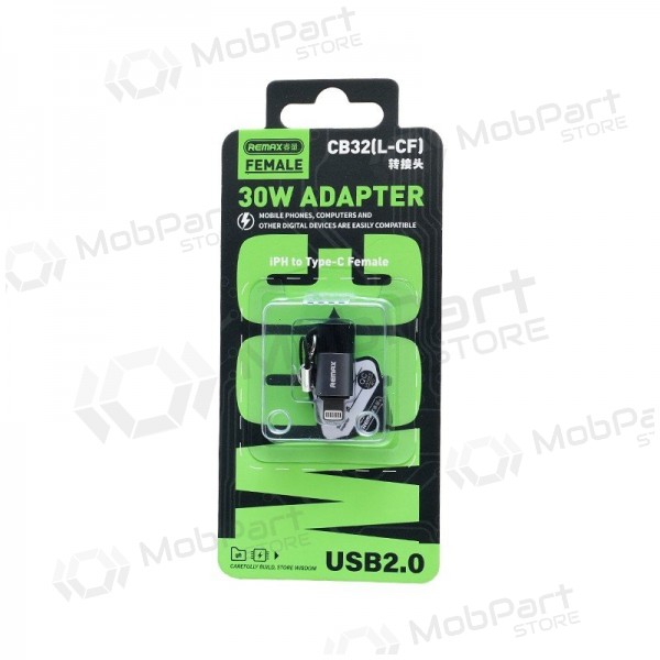 Adaptador Remax CB32 Lightning a USB-C USB 2.0 blanco