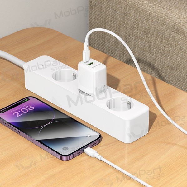 Cargador de teléfono Borofone BN27 20 W USB-C + USB-A con cable Lightning 1 m blanco