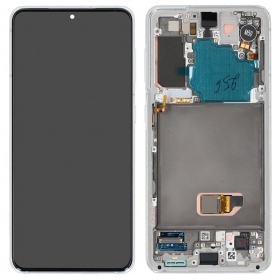 Samsung Galaxy S21 5G pantalla (blanco) (con un marco) (original)