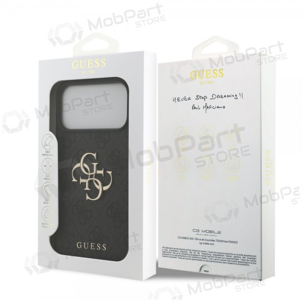 Funda para Apple iPhone 17 Pro Max - Guess PU 4G Metal Logo (gris)