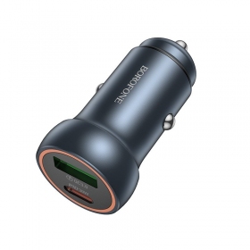 Cargador de coche Borofone BZ32A USB-C/USB-A 30W gris