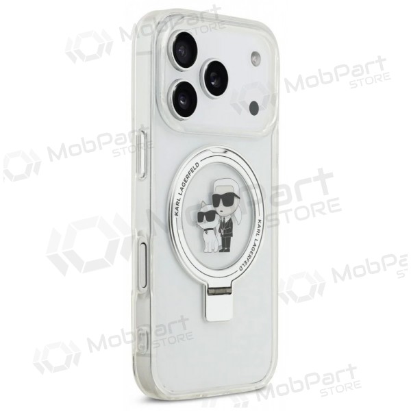 Funda para Apple iPhone 17 Pro Max - Karl Lagerfeld Ringstand Karl and Choupette MagSafe (transparente)