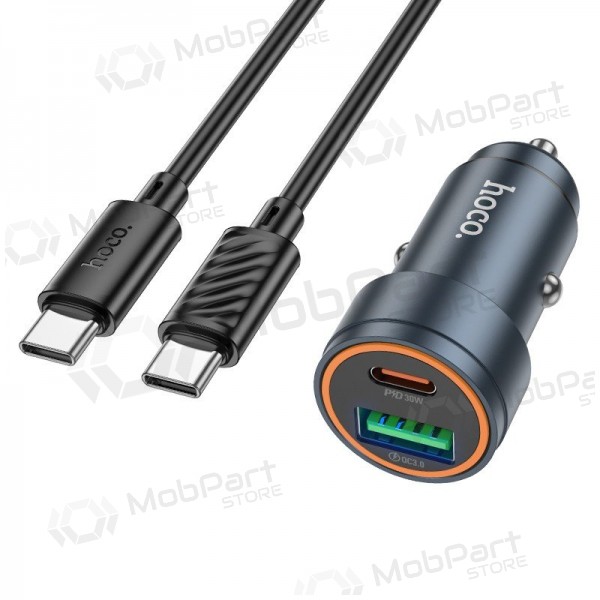 Cargador de coche Hoco Z57A 30 W USB-C + USB-A con cable USB-C de 1 m