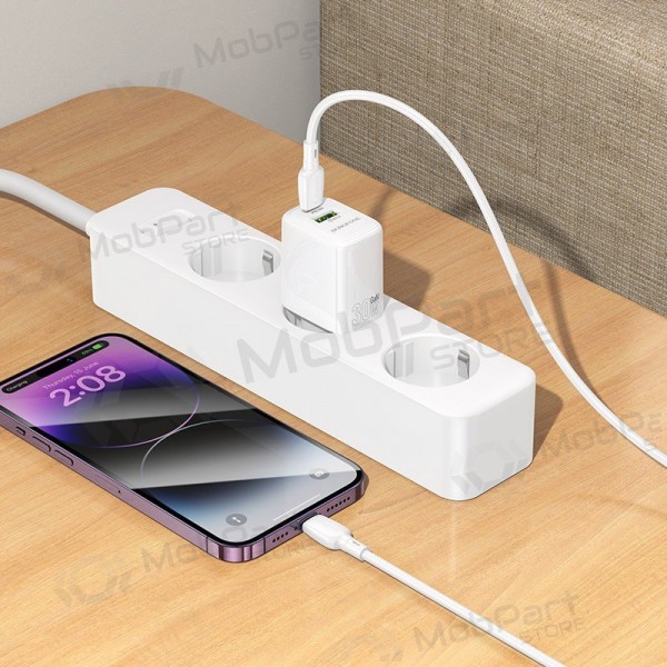 Cargador Borofone BN29 30W USB-C/USB-A + USB-C to Lightning cable 1.0m blanco