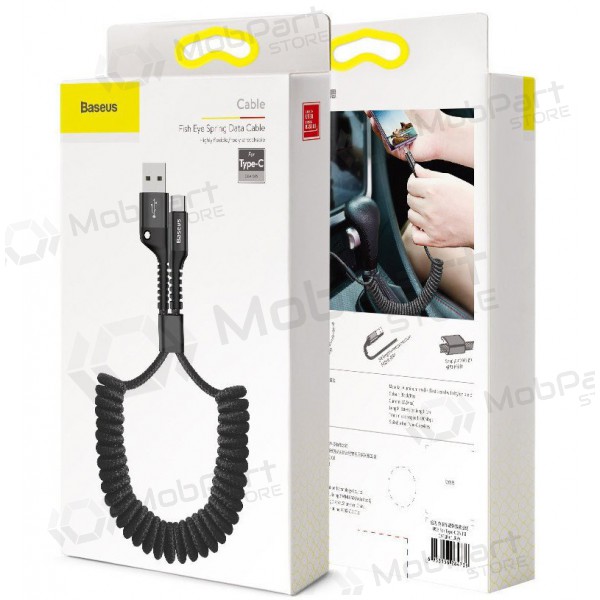 Cable USB Fish Eye Spring Tipo-C 2.0A 1m (negro) CATSR-01