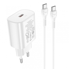 Cargador buitinis Hoco N22 Jetta PD25W + Type-C blanco