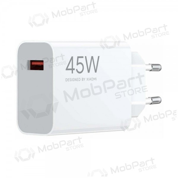 Cargador de teléfono Xiaomi turbo charging adaptador de corriente BHR07SLEU 45 W USB-A PD blanco.