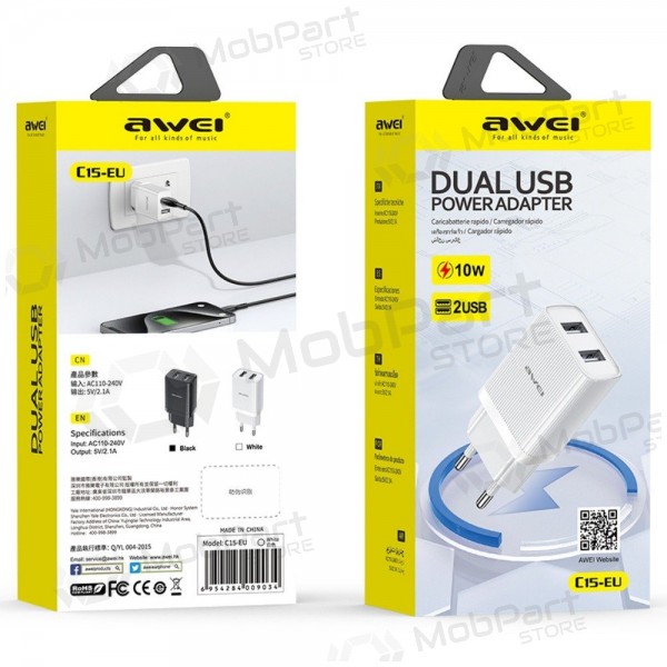 Cargador Awei C15-EU 2xUSB-A 10W blanco