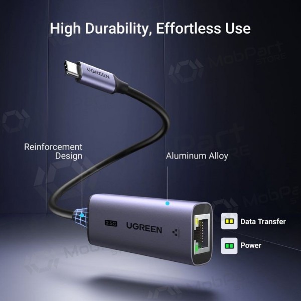 Adaptador USB-C Ugreen CM648 USB-C a RJ45 gris