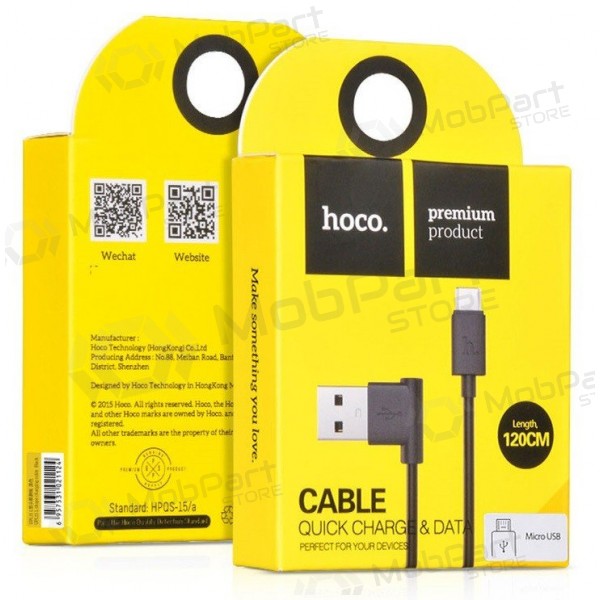 USB cable HOCO UPM10 L Shape microUSB 1.2m (negro)