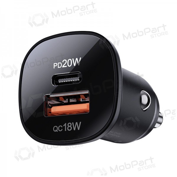Cargador automobilinis Acefast B1 Mini 38W USB-C+USB-A negro