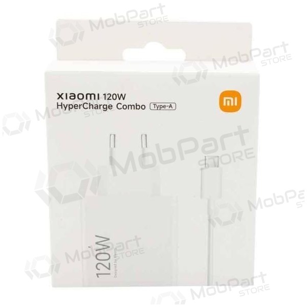 Cargador original Xiaomi (BHR9462EU) 120W + cable tipo C blanco con embalaje.