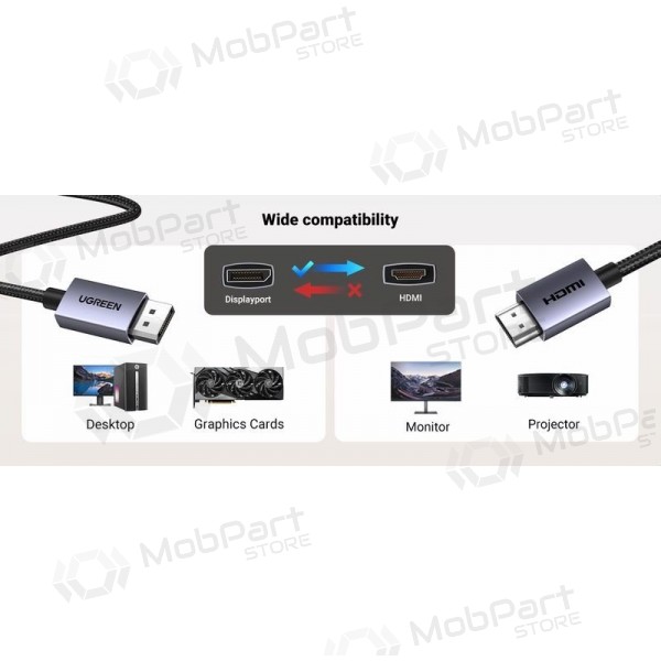 Cable HDMI Ugreen DP125 DisplayPort a HDMI 2 m 4K 30 Hz negro