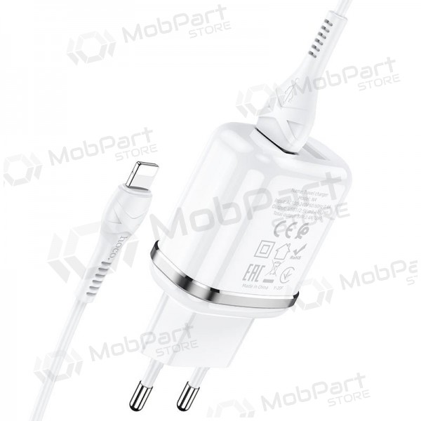 Cargador Hoco N4 X 2 USB  jungtimis + Lightning (2.4A) (blanco)