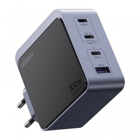 Cargador de red Ugreen X565 100 W GaN 3x USB-C + USB-A gris