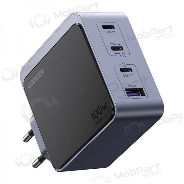 Cargador de red Ugreen X565 100 W GaN 3x USB-C + USB-A gris