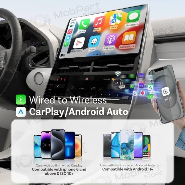 Adaptador inalámbrico CarPlay / Android Auto Ottocast Mini Cube CP88-T3 negro