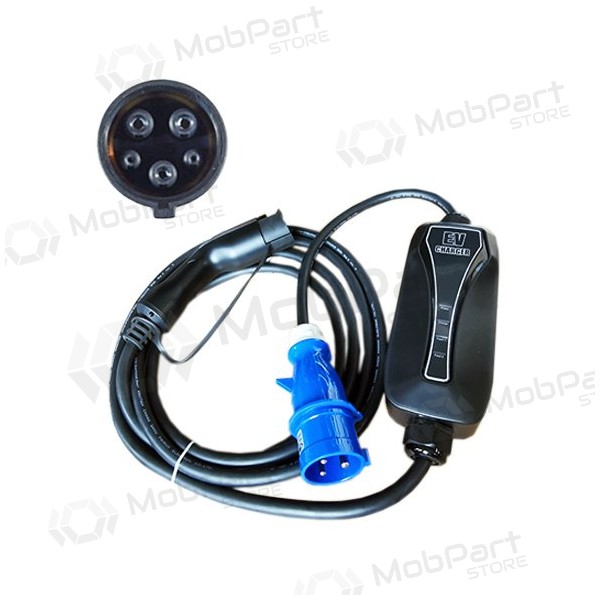 Elektromobilio nešiojamas cargador Type 1 - CEE, 6-32A, 7.2kW, 1-fazė, 5m