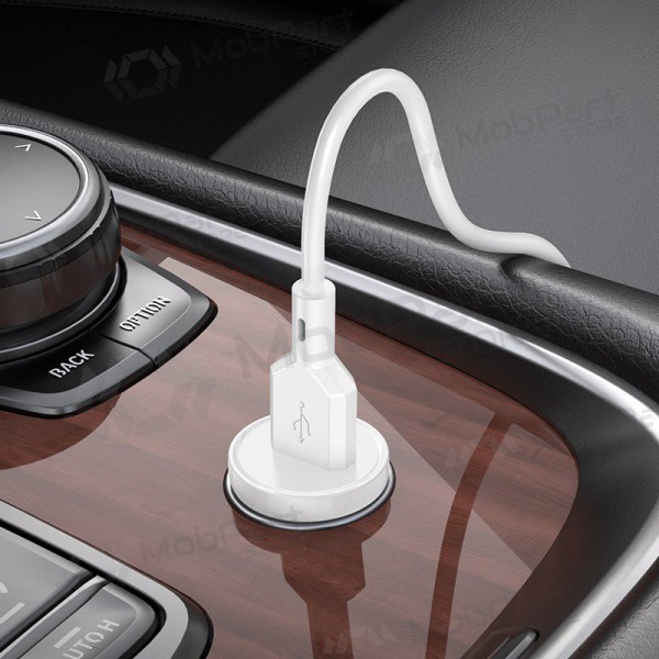 Cargador automobilinis Borofone BZ18 Quick Charge 3.0 18W + Type-C (blanco)