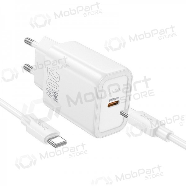 Cargador de teléfono Hoco N60 GaN USB-C con cable USB-C de 1 m blanco