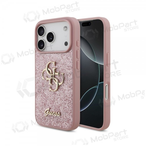 Funda para Apple iPhone 18 Pro - Guess PU Fixed Glitter 4G Metal Logo (rosa)