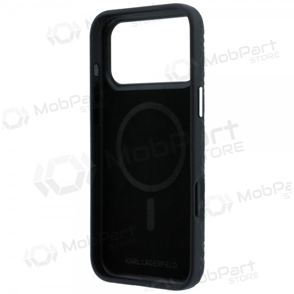 Funda para Apple iPhone 18 Pro Max - Karl Lagerfeld PU Grained Allover Semi Wrap MagSafe (negra)