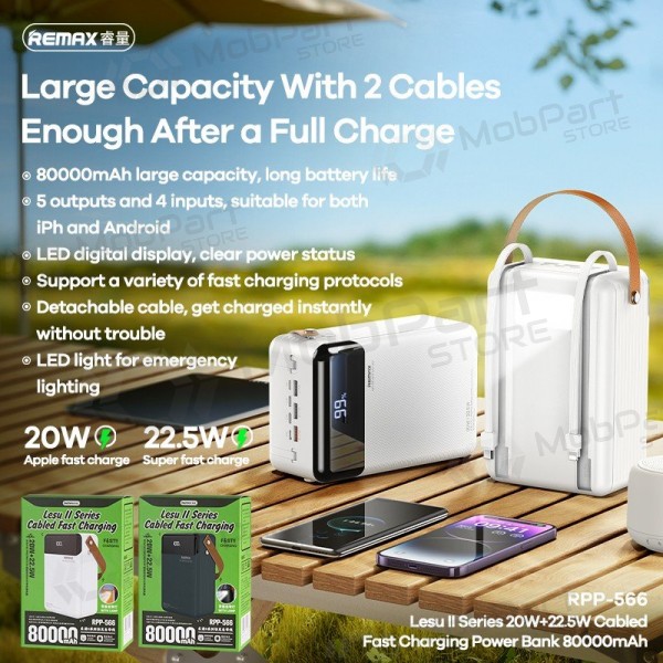 Batería externa Power Bank Remax RPP-566 22.5W 80000mAh gris