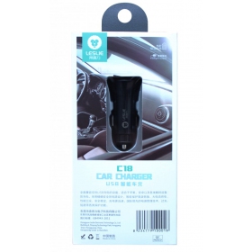 Cargador automobilinis Leslie C18 2 USB 2.4A (1A+2A) (negro)