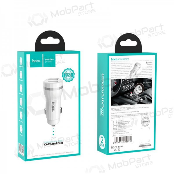 Cargador automobilinis Hoco Z27 (2.4A) (blanco)