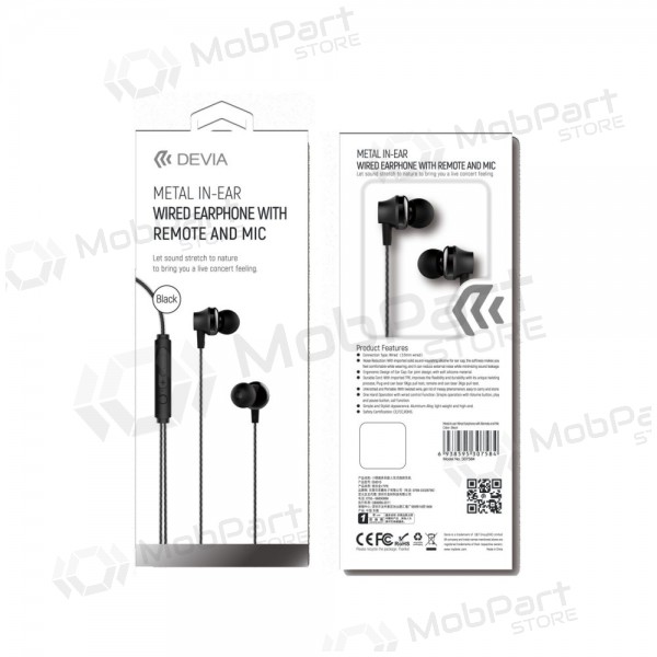 Manos libres Devia Metal In-Ear 3,5mm (negro)