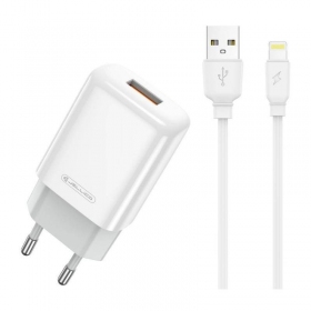 Cargador buitinis Jellico EU01 2.4A USB + Lightning blanco