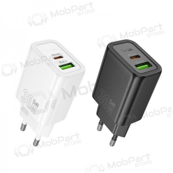 Cargador de teléfono Hoco N63 30 W GaN USB-C + USB-A negro