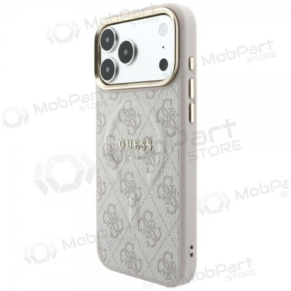 Funda para Apple iPhone 18 Pro Max - Guess PU Leather 4G Gold Frame Embossed MagSafe (rosa)