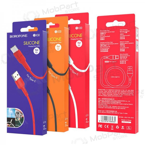 USB cable Borofone BX30 Type-C 1.0m (negro)