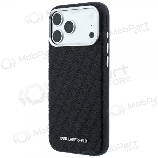 Funda para Apple iPhone 18 Pro Max - Karl Lagerfeld PU Grained Allover Semi Wrap MagSafe (negra)