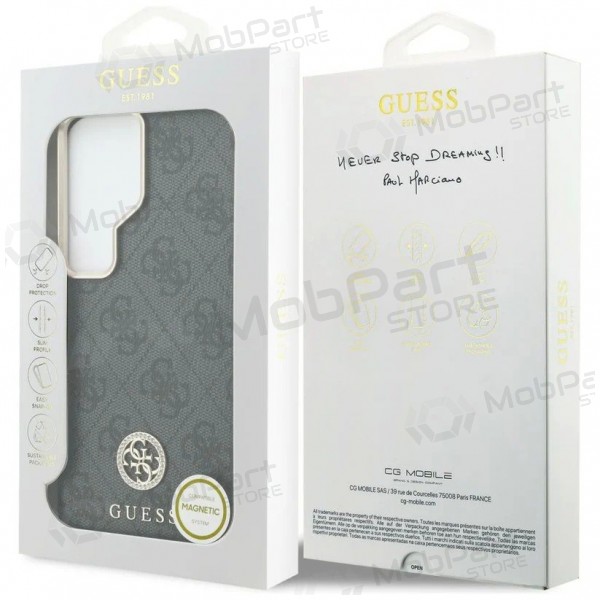 Funda para Samsung Galaxy S26 Ultra - Guess PU Leather 4G Strass Logo Gold Frame Magnetic (negra)