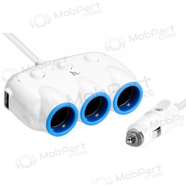 Cargador de coche HOCO C1 TRIPLE + USB (5V 3.1A) (blanco)