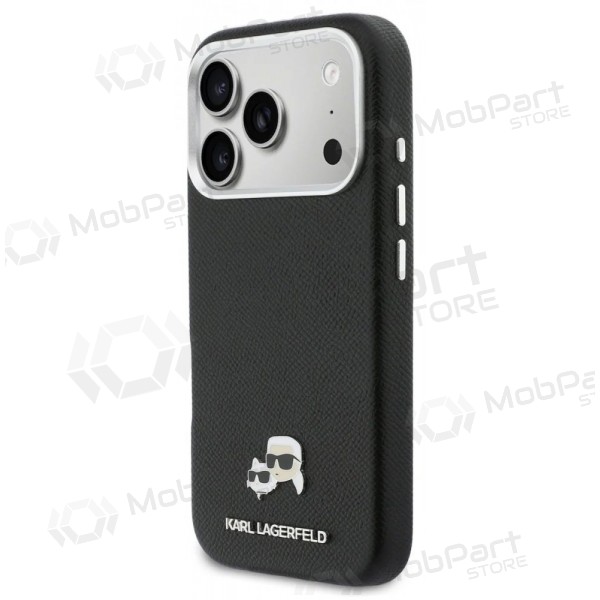 Funda para Apple iPhone 17 Pro - Karl Lagerfeld PU Karl and Choupette Heads Pins MagSafe (negra)