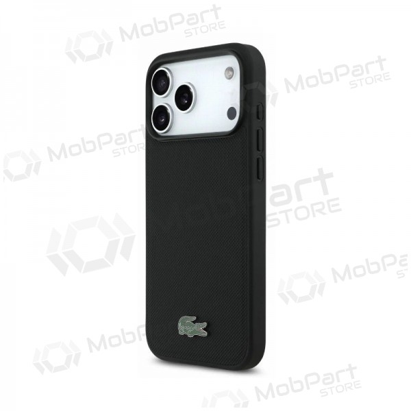 Funda para Apple iPhone 18 Pro Max - Lacoste PVC Petit Pique Semi Wrap Embossed MagSafe (negra)
