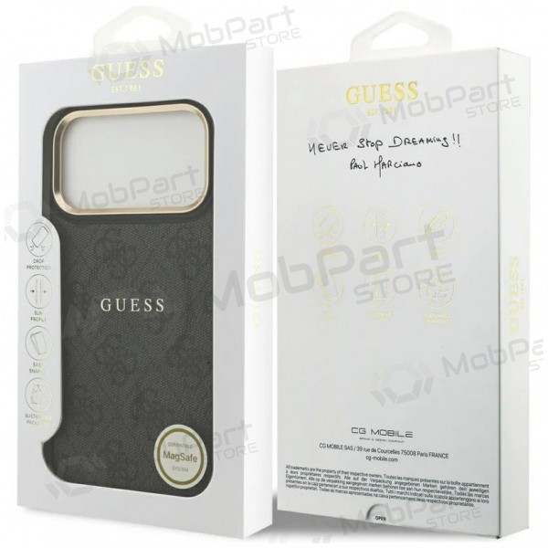 Funda para Apple iPhone 17 Pro - Guess PU Leather 4G Gold Frame MagSafe (negra)