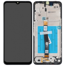 Ekranas Samsung A226 A22 5G su lietimui jautriu stikliuku y rėmeliu Black original