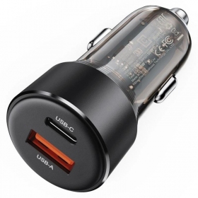 Cargador de coche Acefast B12 60W USB-C/USB-A negro