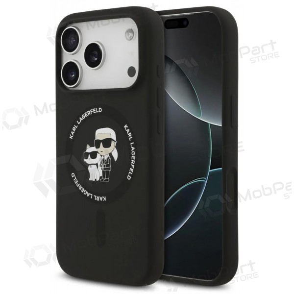 Funda para Apple iPhone 17 Pro - Karl Lagerfeld Liquid Silicone Karl and Choupette MagSafe (negra)